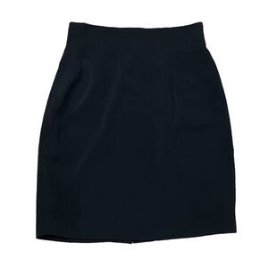 Le Ca Wear Black Pleated Back Slit Lined Skirt Size 38 Women's